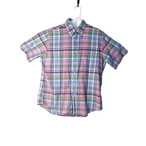 Brookes Brothers short sleeve plaid shirt button up